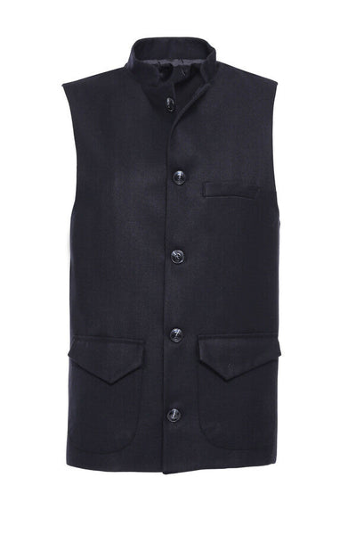 Mandarin Collar Cachet Black Men Vest - Wessi