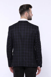 Black Plaid Men's Winter 3 Piece Suit - Wessi