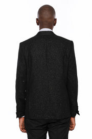 Black Shawl Lapel Sparkly Men Party Blazer - Wessi