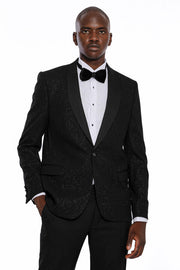 Black Shawl Lapel Sparkly Men Party Blazer - Wessi