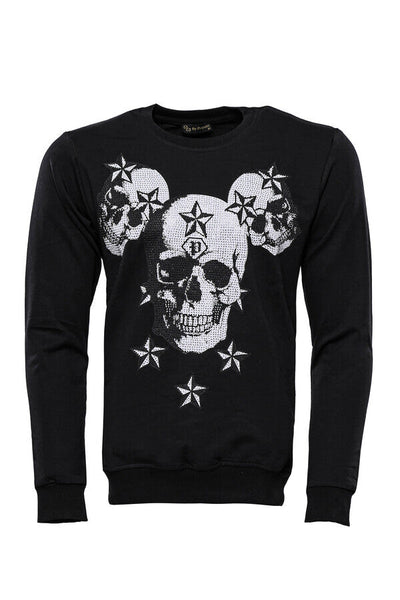 Black Skulls Printed Sweatshirt - Wessi