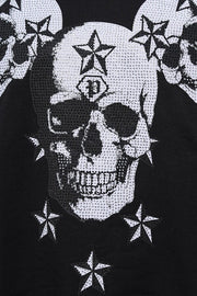 Black Skulls Printed Sweatshirt - Wessi