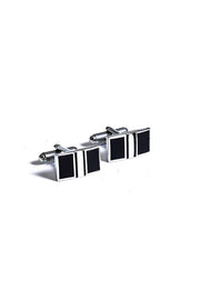 Black - White Rectangular Cufflinks  - Wessi