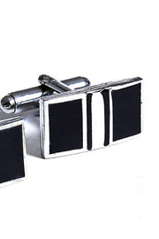 Black - White Rectangular Cufflinks  - Wessi