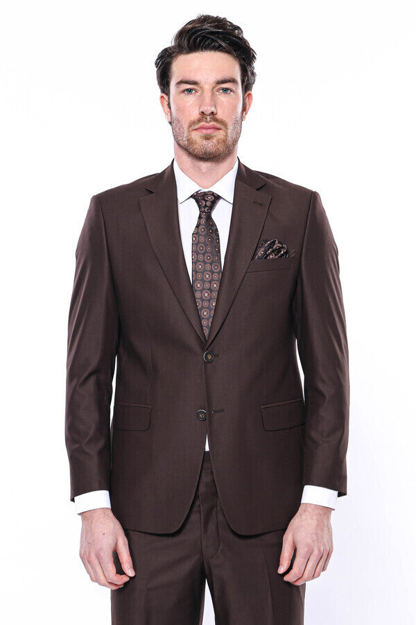 Brown 4 Drop Regular Suit | Wessi