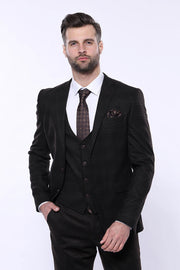 Brown Plaid Men's Winter 3 Piece Suit - Wessi