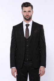 Brown Plaid Men's Winter 3 Piece Suit - Wessi