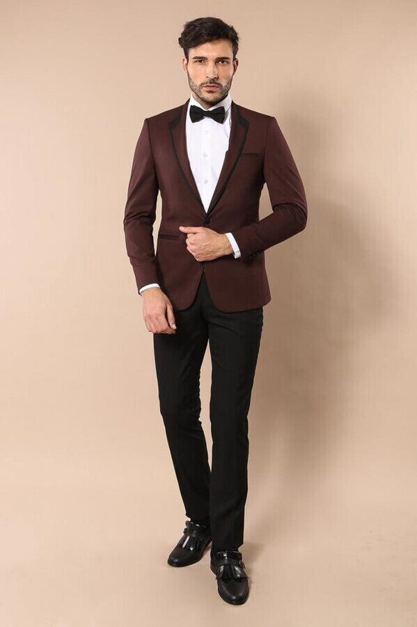 Burgundy Shawl Lapel Tuxedo | Wessi