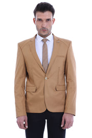 3 pocket Single Button Cotton Tan Jacket-Wessi