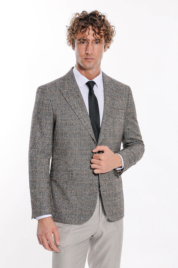 Checked Black Men Blazer - Wessi