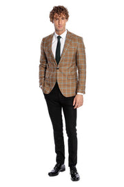 Checked Brown Men Blazer - Wessi