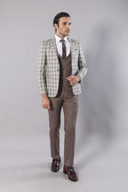 Checked Light Brown Mens Suit | Wessi