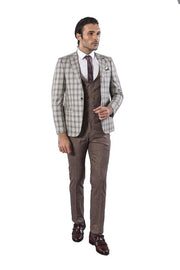 Checked Light Brown Mens Suit | Wessi