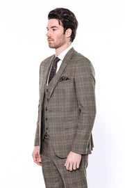 Checked Slim-Fit Brown Men Blazer - Wessi