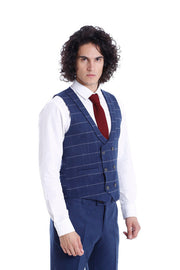 Checked Vest Plain Pants Men Set - Wessi