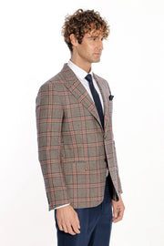 Checked Wool Navy Blue Men Blazer - Wessi