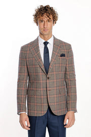 Checked Wool Navy Blue Men Blazer - Wessi