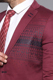 Chest Modeled Slim Fit Burgundy Jacket | Wessi