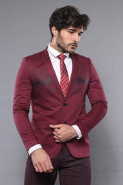 Chest Modeled Slim Fit Burgundy Jacket | Wessi