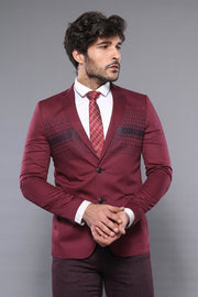 Chest Modeled Slim Fit Burgundy Jacket | Wessi