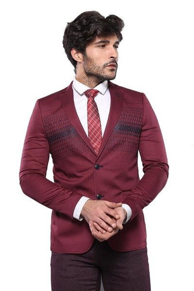 Chest Modeled Slim Fit Burgundy Jacket | Wessi