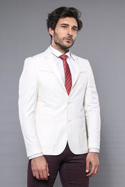 Chest Zippered Detail Cream Linen Jacket | Wessi