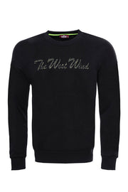 Circle Neck Black Front Printed Sweatshirt - Wessi