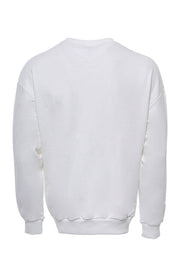 Circle Neck Front Printed Men's White Sweatshirt - Wessi