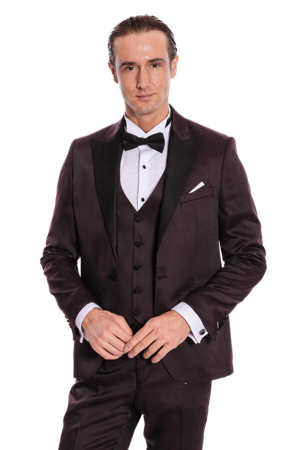 Claret Red and Black Tuxedo for Men | Wessi