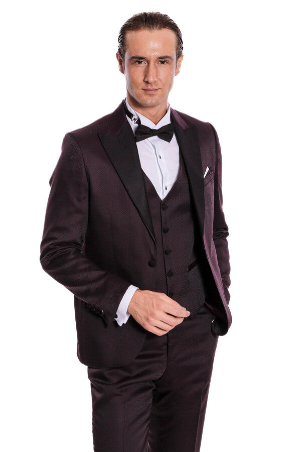 Claret Red and Black Tuxedo for Men | Wessi