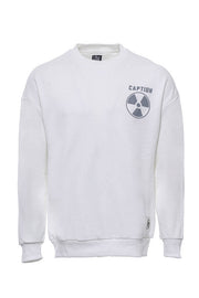 Crew Neck Both Side Printed White Sweatshirt - Wessi