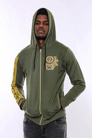 Dark Green Hooded Slim Fit Sweatshirt - Wessi