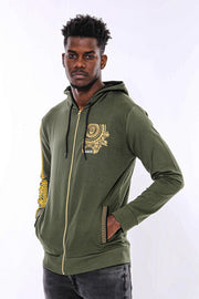 Dark Green Hooded Slim Fit Sweatshirt - Wessi