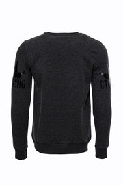 Dark Grey Patterned Slim Fit Sweatshirt - Wessi