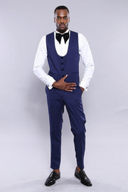 Detachable Lapel Blue Men Tuxedo  - Wessi