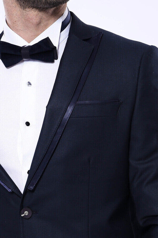 Detachable Lapel Navy Blue Tuxedo | Wessi