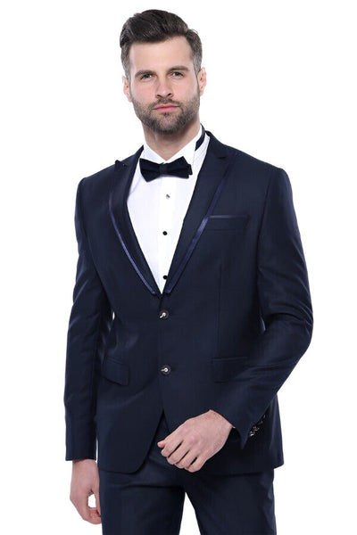 Detachable Lapel Navy Blue Tuxedo | Wessi