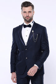 Detachable Lapel Navy Blue Tuxedo | Wessi