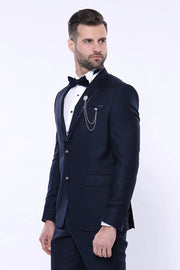 Detachable Lapel Navy Blue Tuxedo | Wessi