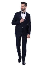 Detachable Lapel Navy Blue Tuxedo | Wessi