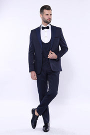 Detachable Lapel Navy Suit | Wessi