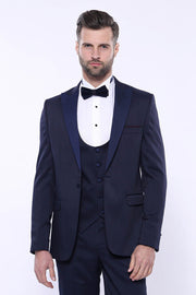 Detachable Lapel Navy Suit | Wessi