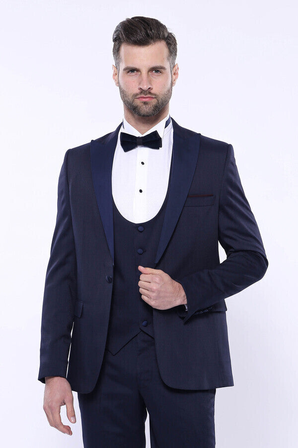 Detachable Lapel Navy Suit | Wessi