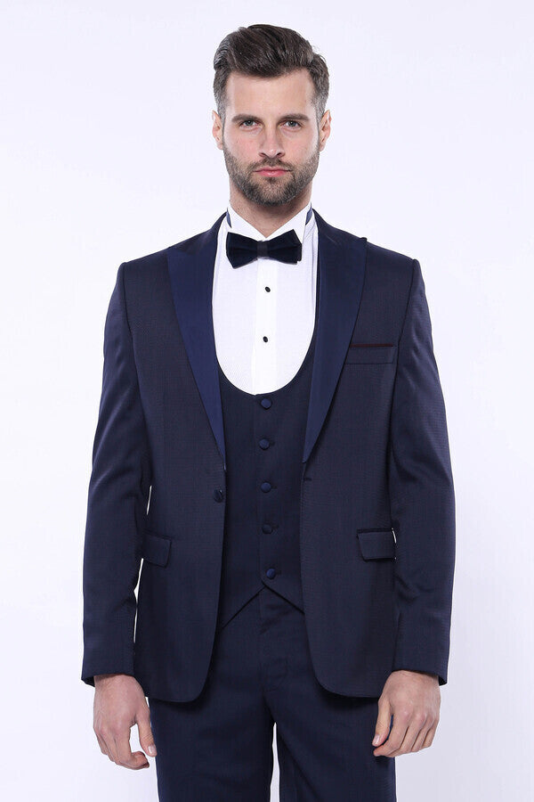 Detachable Lapel Navy Suit | Wessi