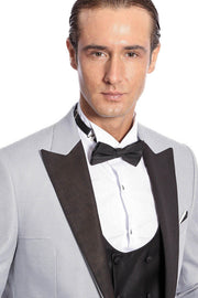 Dot Patterned Grey Vested Tuxedo - Wessi