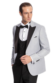 Dot Patterned Grey Vested Tuxedo - Wessi