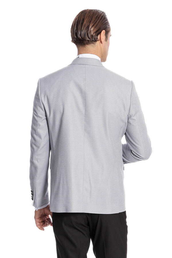 Dot Patterned Grey Vested Tuxedo - Wessi