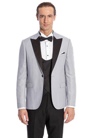 Dot Patterned Grey Vested Tuxedo - Wessi