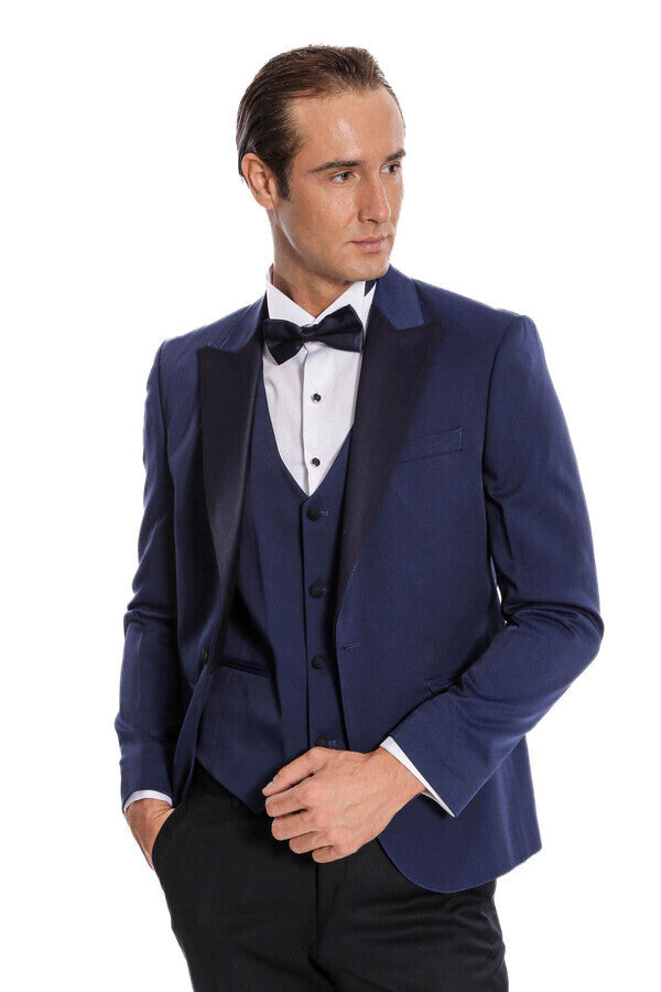 Dot-Patterned Navy Tuxedo - Wessi