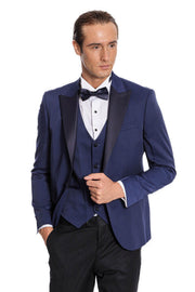 Dot-Patterned Navy Tuxedo - Wessi